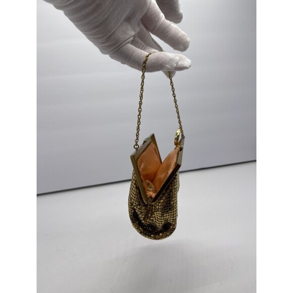 Vintage Whiting & Davis Gold tone Clutch Purse Sequin Mesh Crystals retro bag - Picture 4 of 16